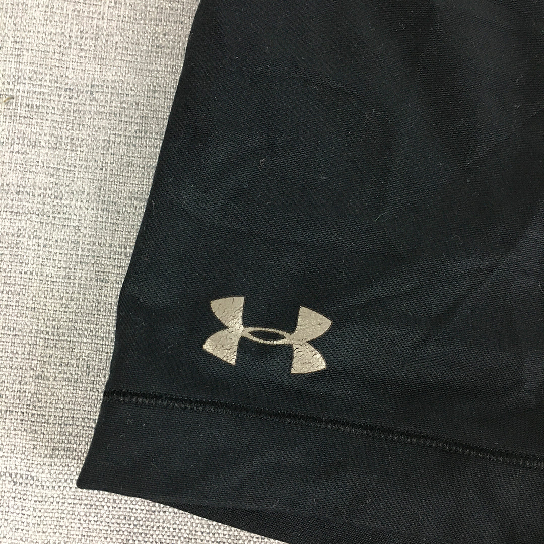 Under Armour Womens Shorts Size XS Black Logo Running Gym