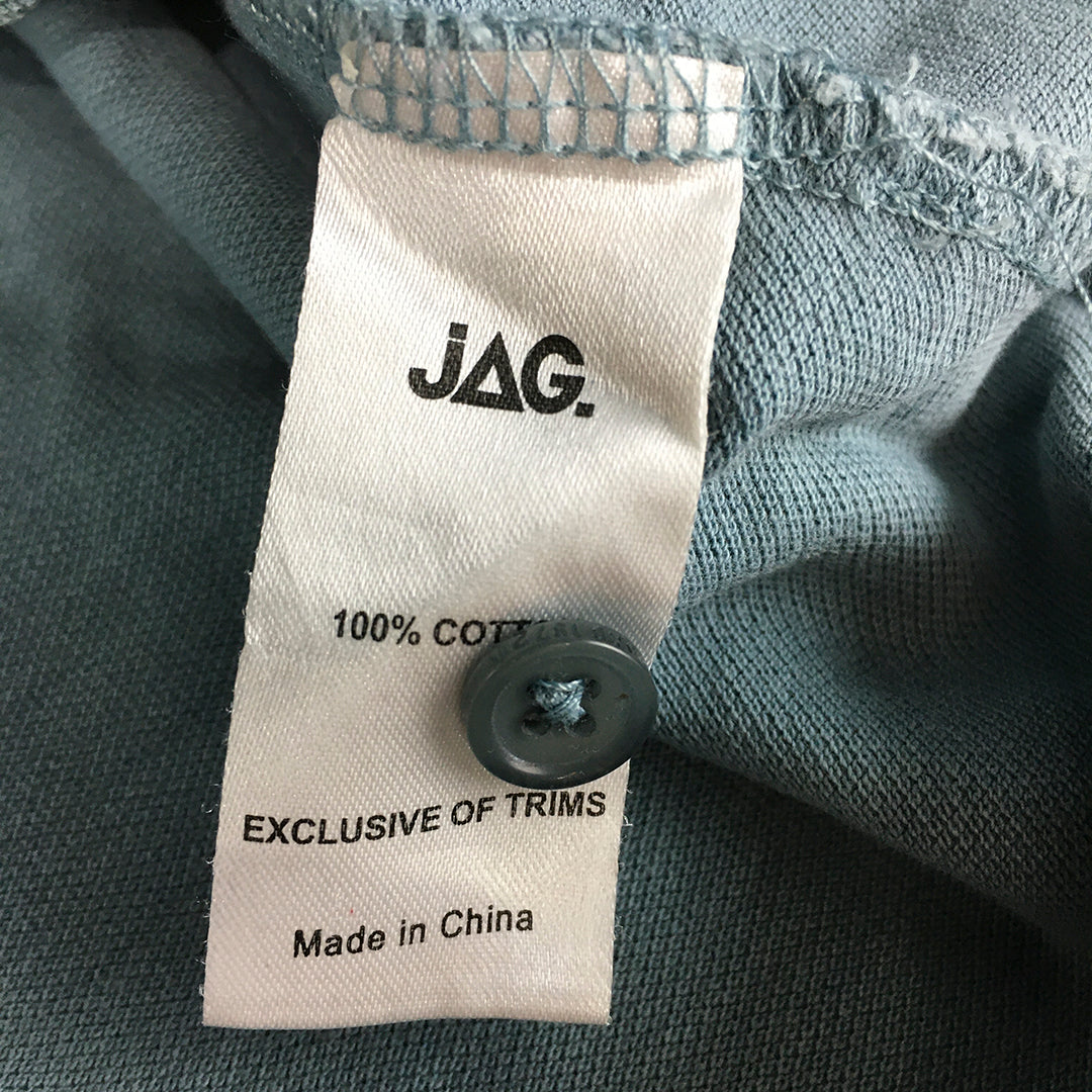 Jag Mens Polo Shirt Size M Blue Logo Collared Short Sleeve Rugby