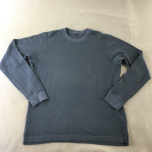 Uniqlo Mens Thermal Shirt Size M Blue Crew Neck Pullover Shirt