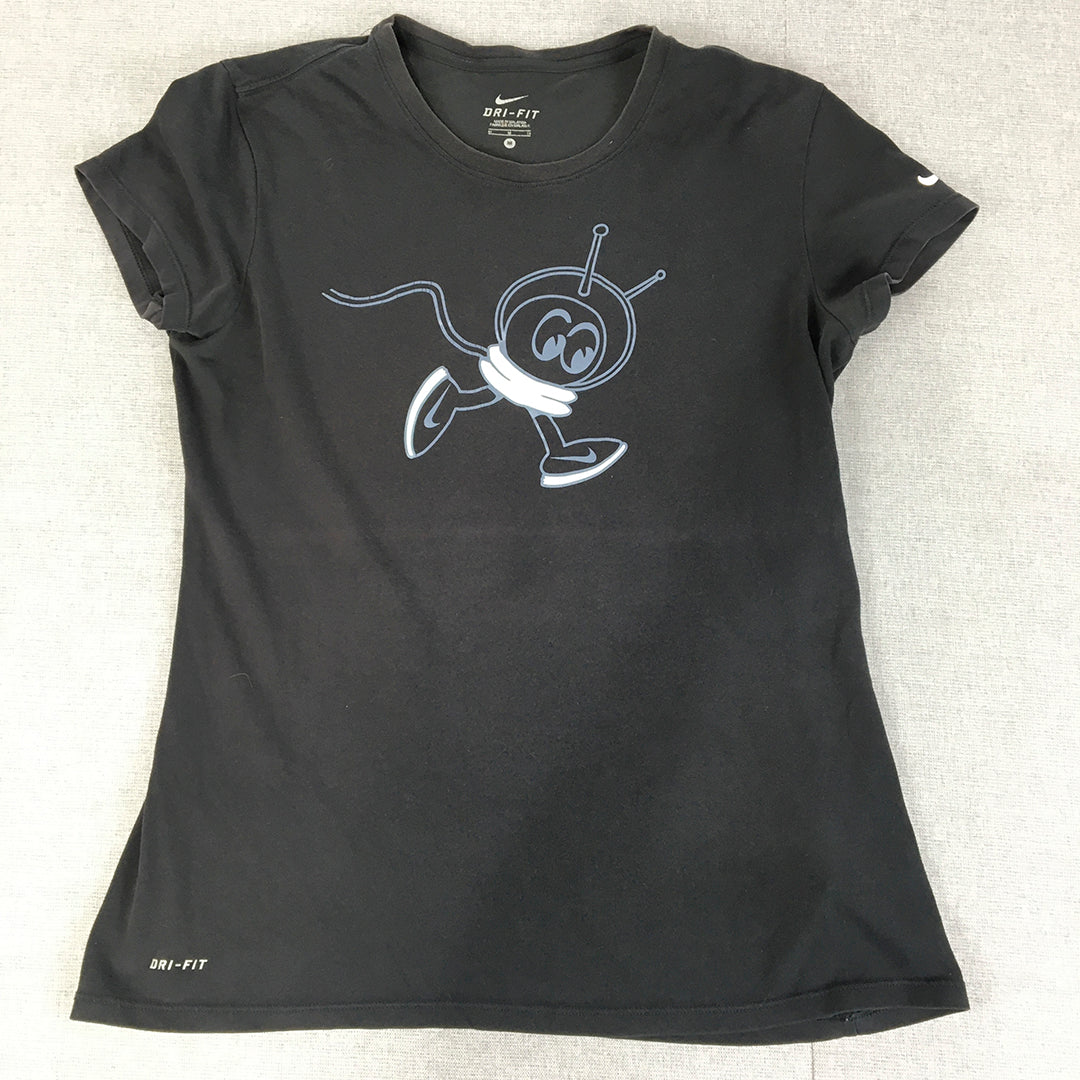 Nike Womens T-Shirt Size M Black Martian Radiohead Alien Mascot Dri-Fit Tee