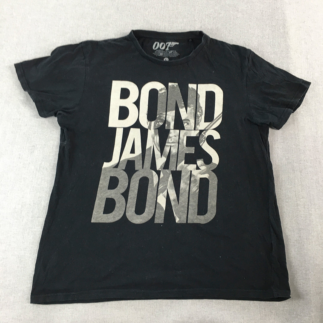 James Bond 007 Mens T-Shirt Size L Black Short Sleeve Licensed Tee