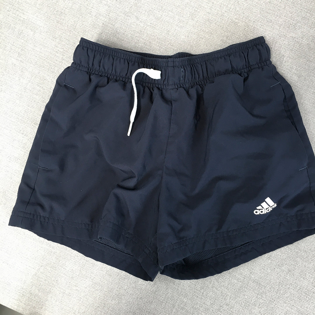 Adidas Kids Boys Shorts Youth Size S (9 - 10 Years) Blue Logo Drawstring Pockets