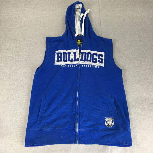 Canterbury Bulldogs Mens Sleeveless Jacket Size L Blue NRL Hoodie Pockets