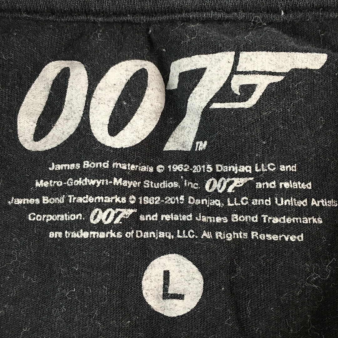 James Bond 007 Mens T-Shirt Size L Black Short Sleeve Licensed Tee