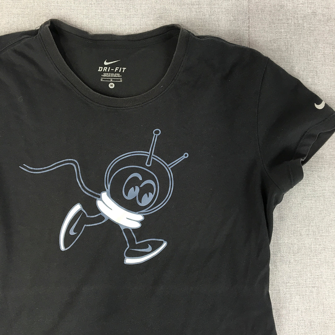 Nike Womens T-Shirt Size M Black Martian Radiohead Alien Mascot Dri-Fit Tee