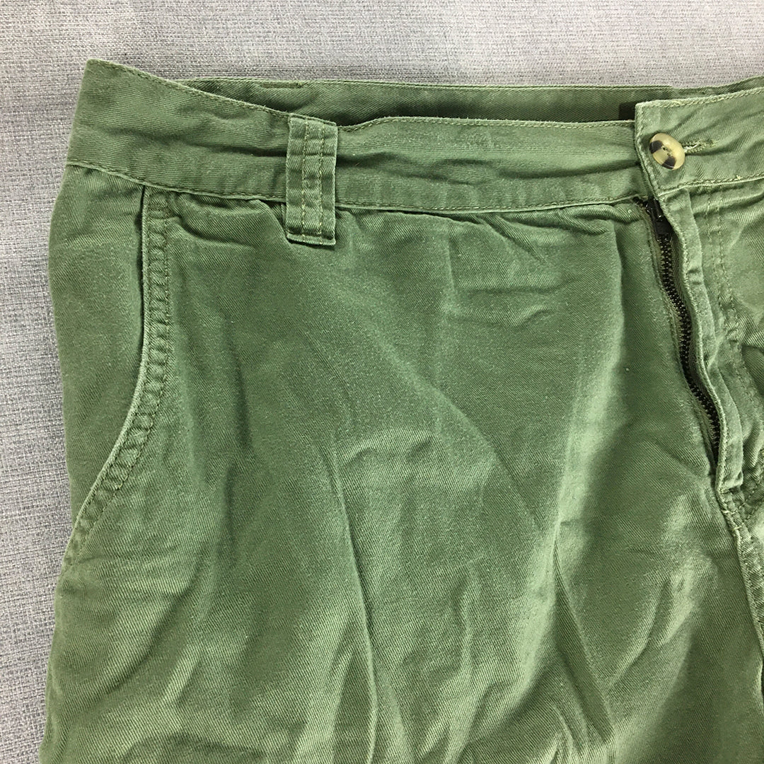 Ben Sherman Mens Chino Shorts Size 38 Green Pockets Casual Walking