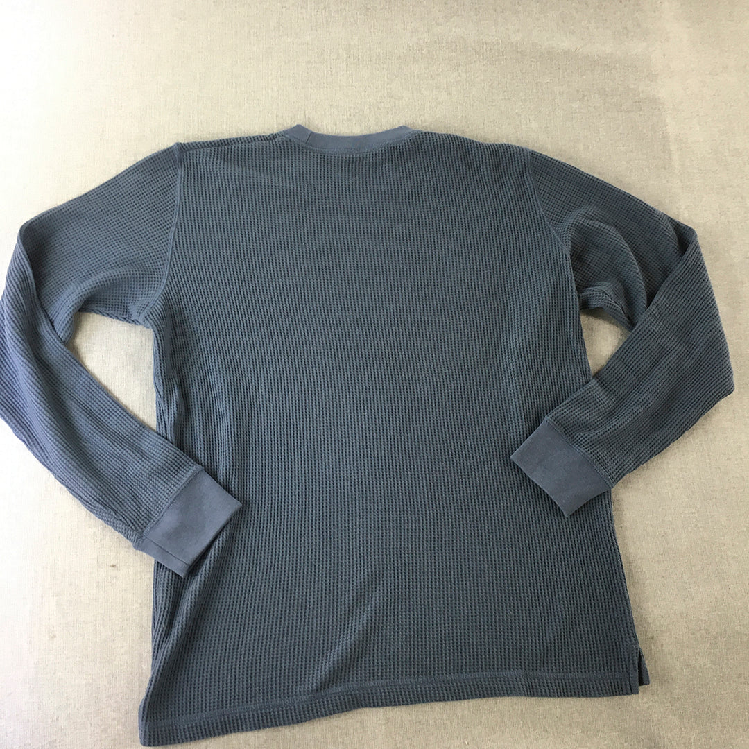 Uniqlo Mens Thermal Shirt Size M Blue Crew Neck Pullover Shirt