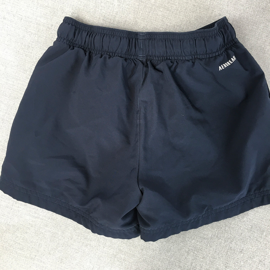 Adidas Kids Boys Shorts Youth Size S (9 - 10 Years) Blue Logo Drawstring Pockets