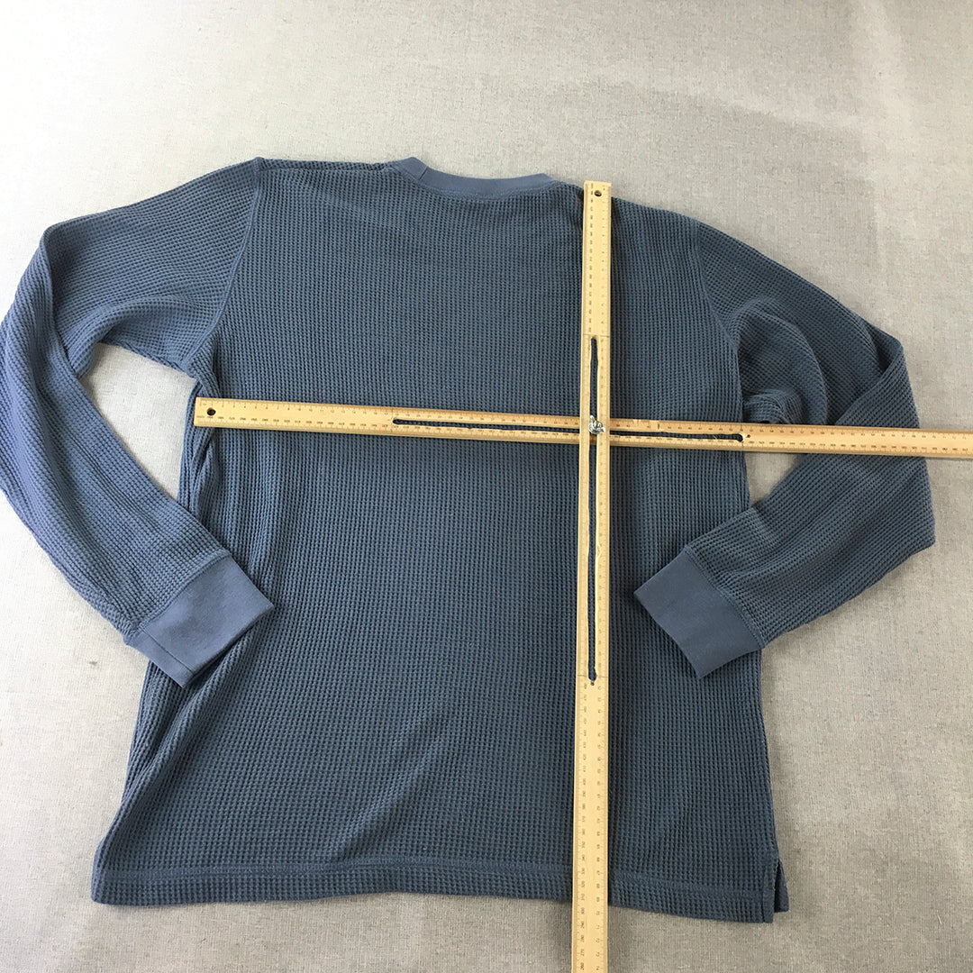 Uniqlo Mens Thermal Shirt Size M Blue Crew Neck Pullover Shirt