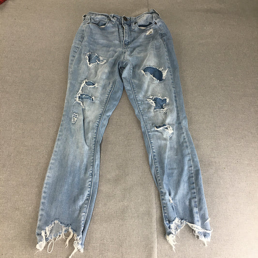 Mudd Jeans High Rise Ankle Jegging Womens Size 1 (AU 4 - 6) Blue Ripped Skinny