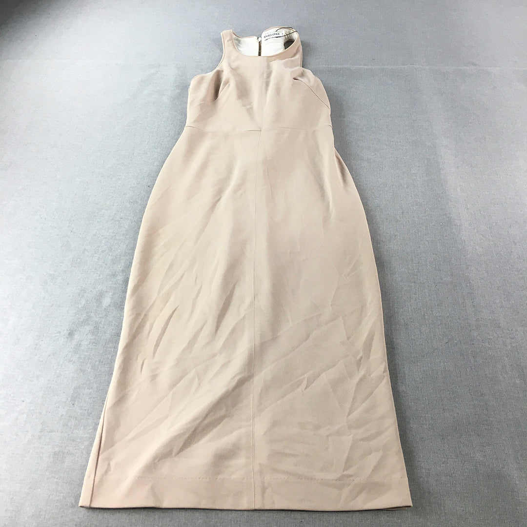 Jewels And Grace Womens Chantele Nude Dress Size 6 Midi Sleeveless $260 RRP