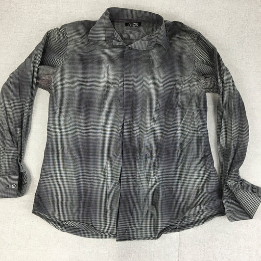 Apt. 9 Mens Shirt Size L Black Purple Checkered Button-Up Long Sleeve