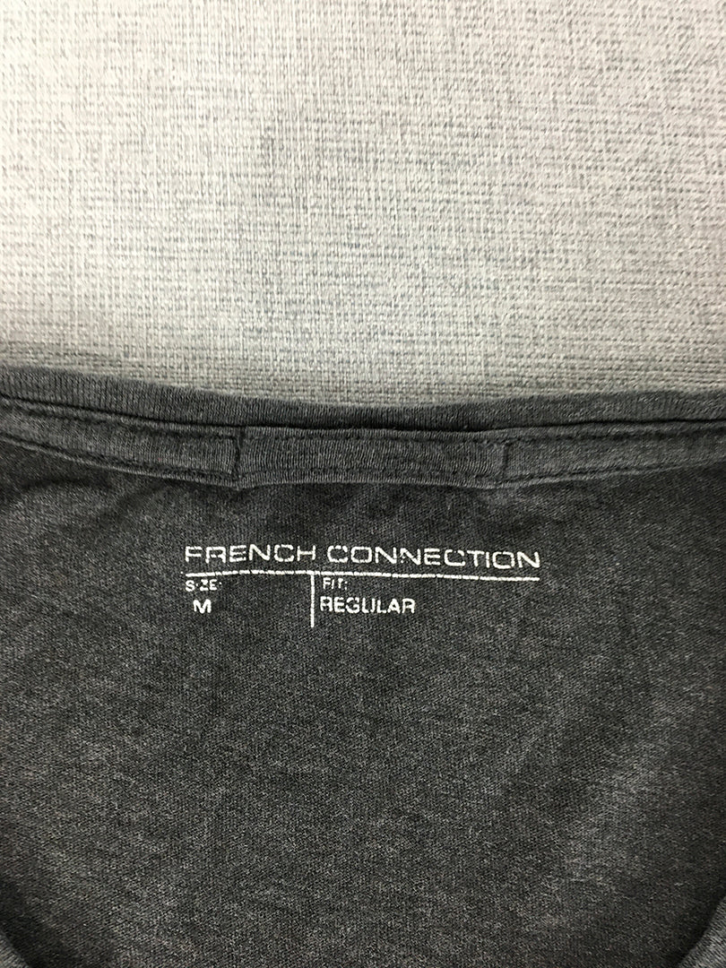 French Connection Mens T-Shirt Size M Charcoal Black Short Sleeve Crew Neck