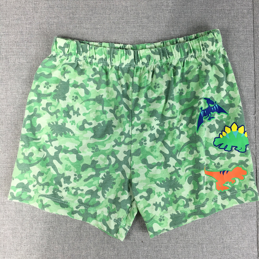 Paw Patrol Kids Shorts Size 4 Green Camo Dinosaurs Elastic Waist