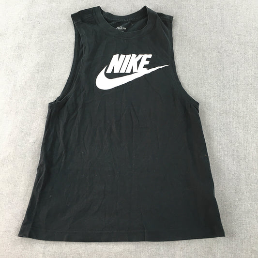 Nike Womens Tank Top Size XS Black Big Swoosh Logo Sleeveless Shirt