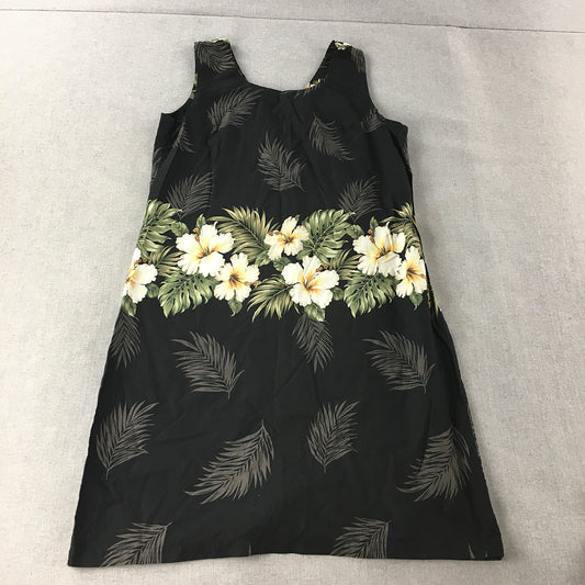 Ky's Womens Hawaiian Mini Dress Size XL Black A-Line Floral Sleeveless