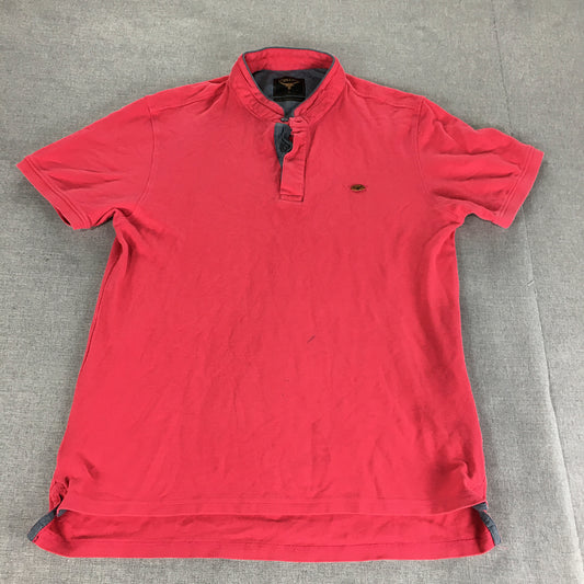 Buffalo Mens Polo Shirt Size M Red Collared Short Sleeve Rugby