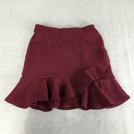 Valleygirl Womens Mini Skirt Size S Red Ruffled Hem