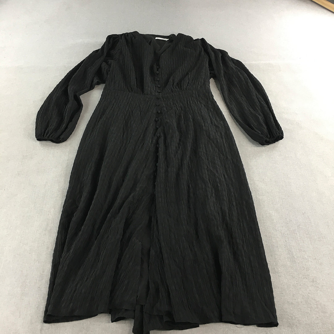 Atmos & Here Womens A-Line Dress Size 20 Black Long Sleeve Midi