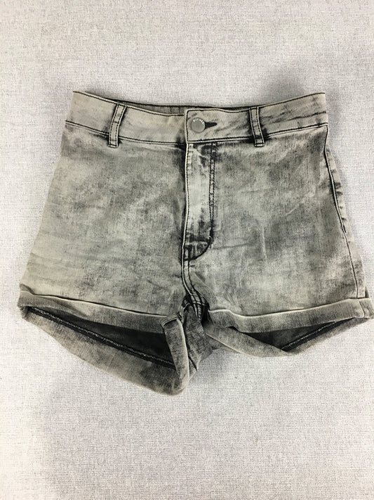 H&M Womens Denim Shorts Size 6 Grey Acid Wash Stretch Bermuda