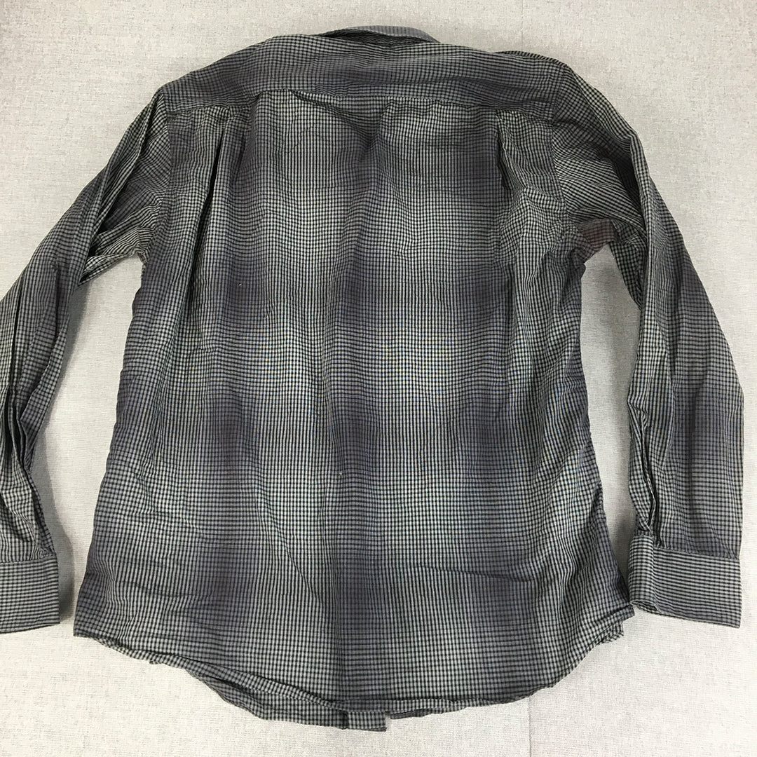 Apt. 9 Mens Shirt Size L Black Purple Checkered Button-Up Long Sleeve