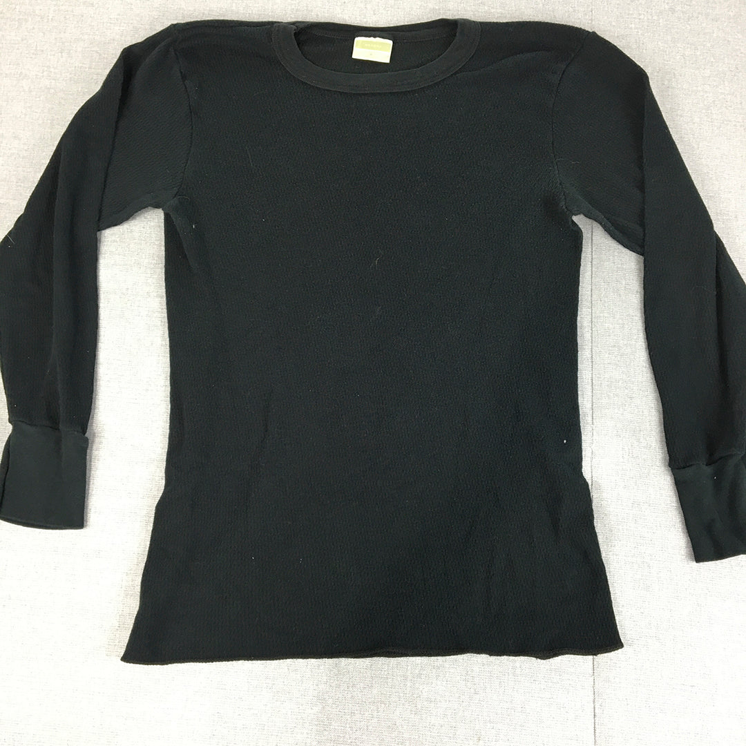 Merona Womens Thermal Shirt Size M Black Knit Long Sleeve Pullover Top