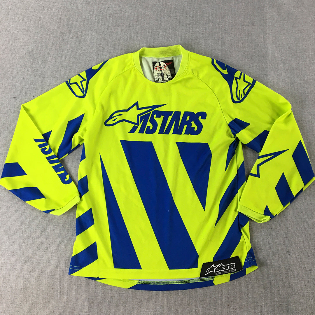 Alpinestars Kids Boys MX Jersey Youth Size M (10 - 12 Years) Green Blue Moto