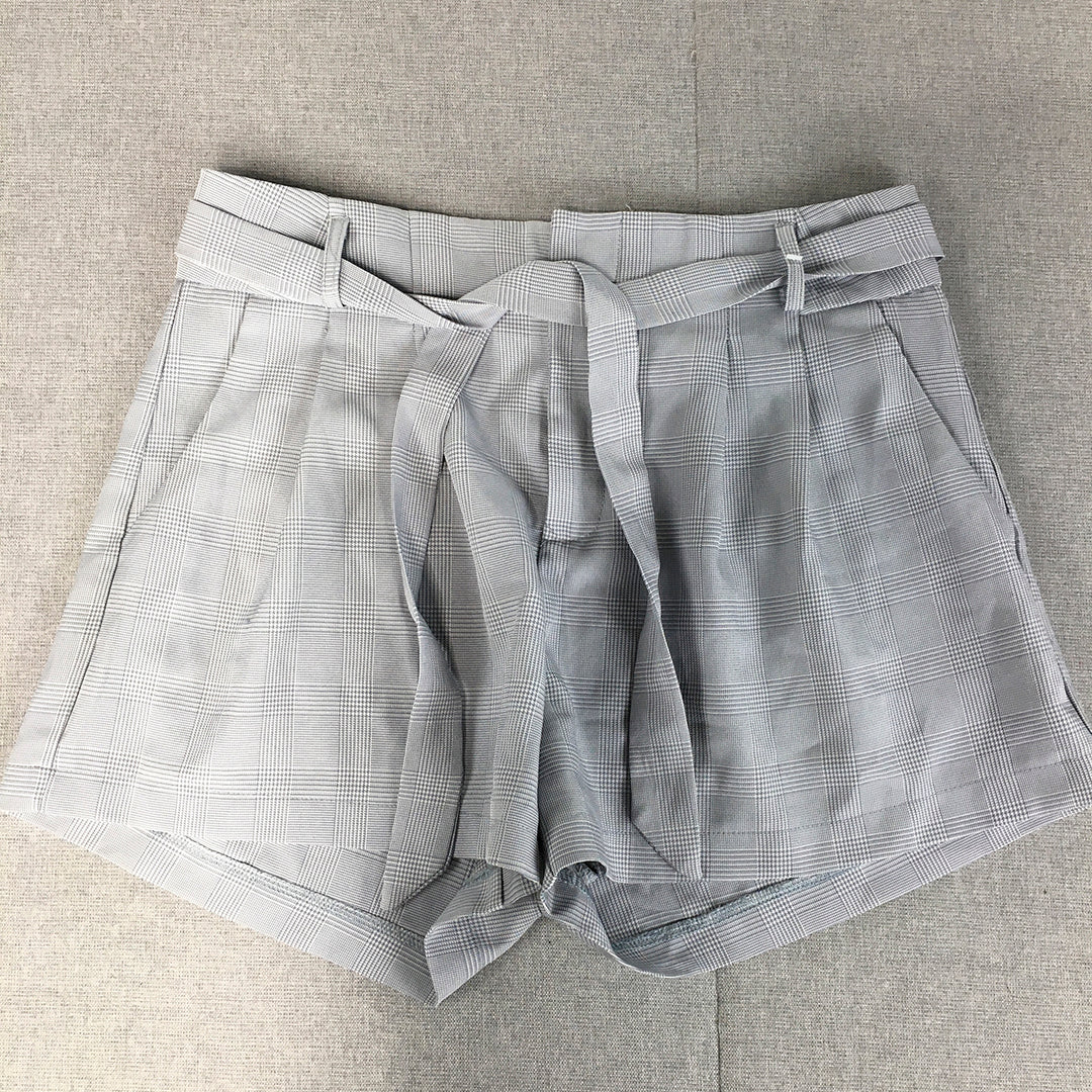 Valleygirl Womens Bermuda Shorts Size 12 Grey Pleated Belted Pockets