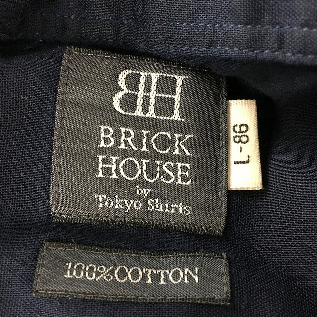 Brick House By Tokyo Shirts Mens Shirt Size L Navy Blue Button-Up Long Sleeve