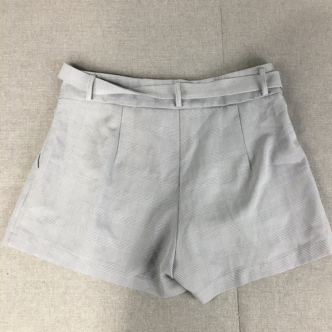 Valleygirl Womens Bermuda Shorts Size 12 Grey Pleated Belted Pockets