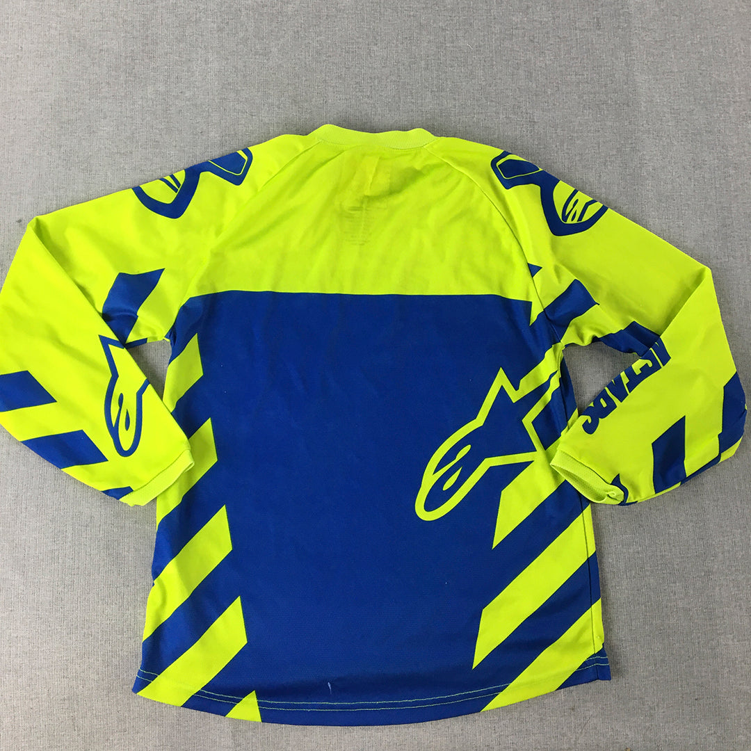 Alpinestars Kids Boys MX Jersey Youth Size M (10 - 12 Years) Green Blue Moto