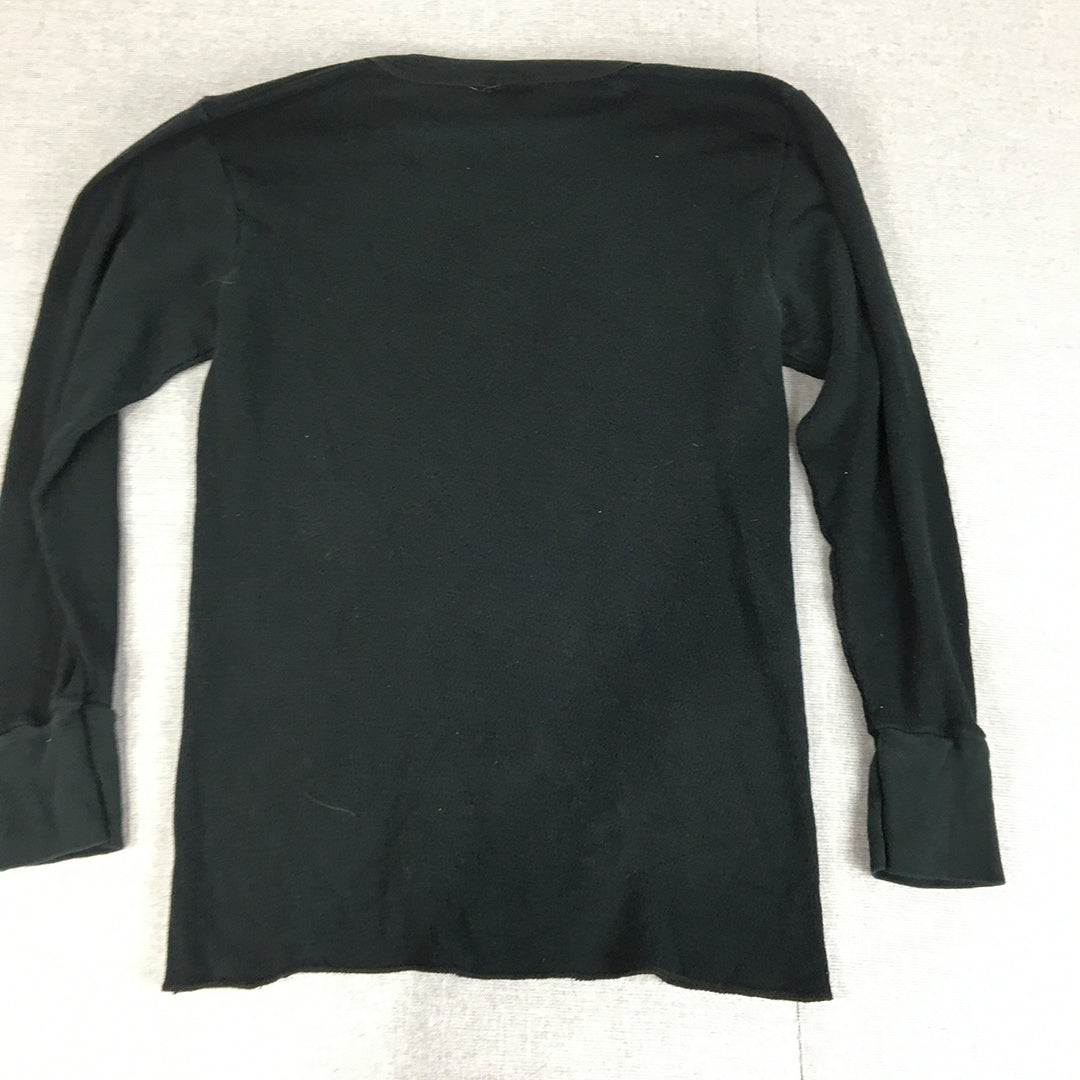 Merona Womens Thermal Shirt Size M Black Knit Long Sleeve Pullover Top