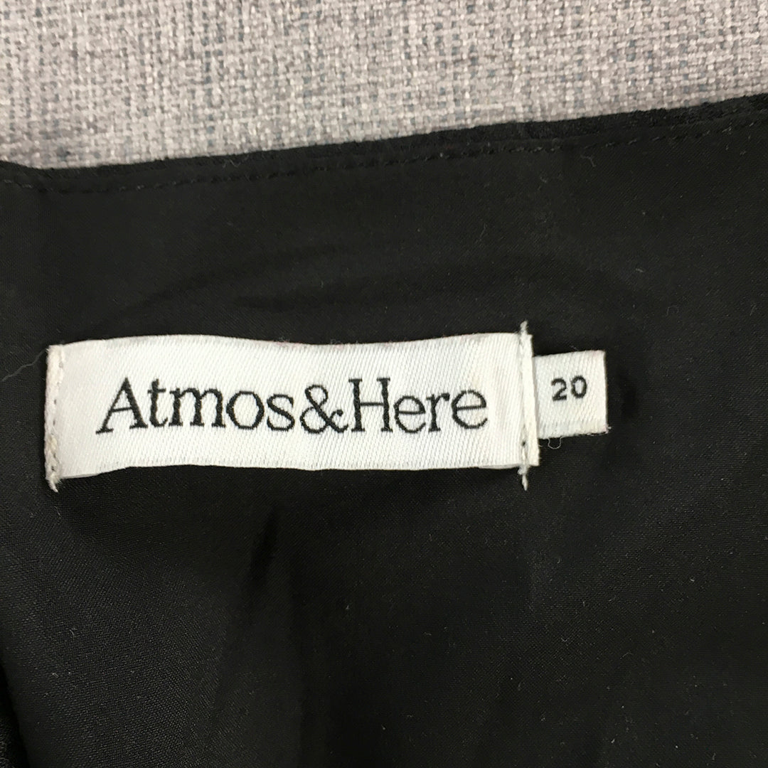 Atmos & Here Womens A-Line Dress Size 20 Black Long Sleeve Midi