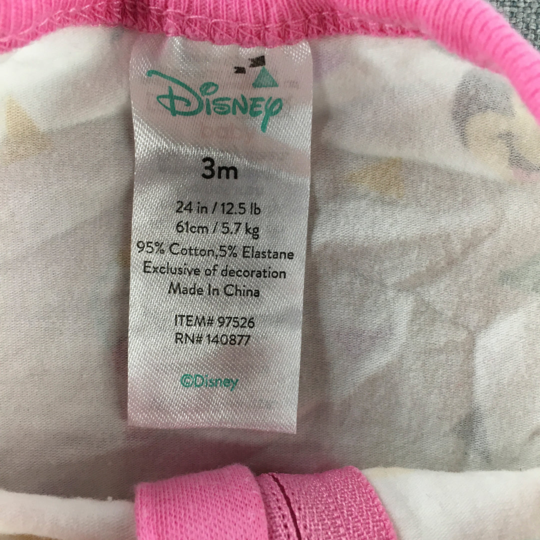 Disney Baby Girls Jumpsuit Size 3 Months (000) White Pink Zip One-Piece Romper