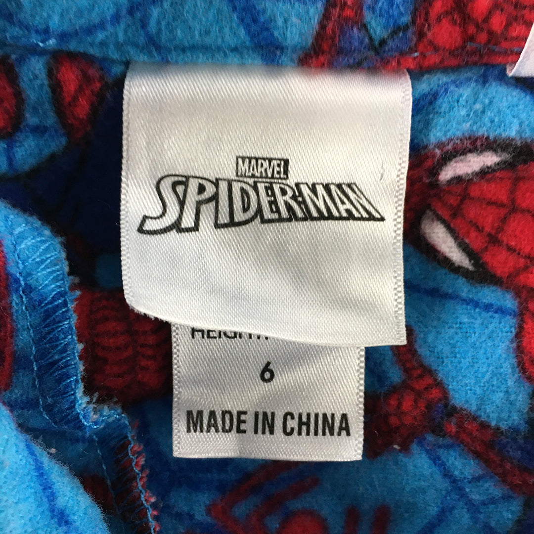 Marvel Spider-Man Kids Boys Pajama Shirt Size 6 Blue Button Sleepwear Shirt