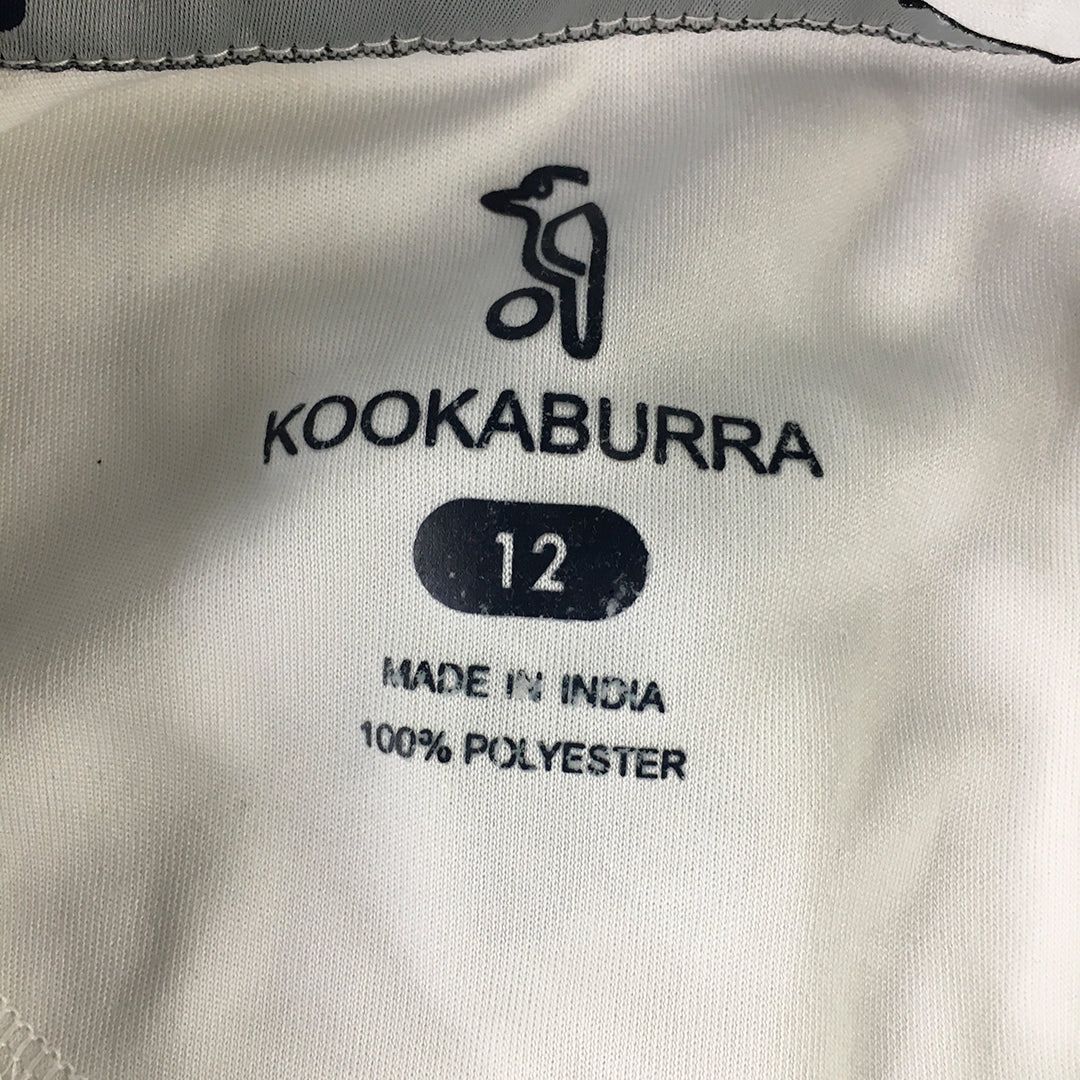 Kookaburra Kids Boys Cricket Shirt Size 12 White Short Sleeve Jersey