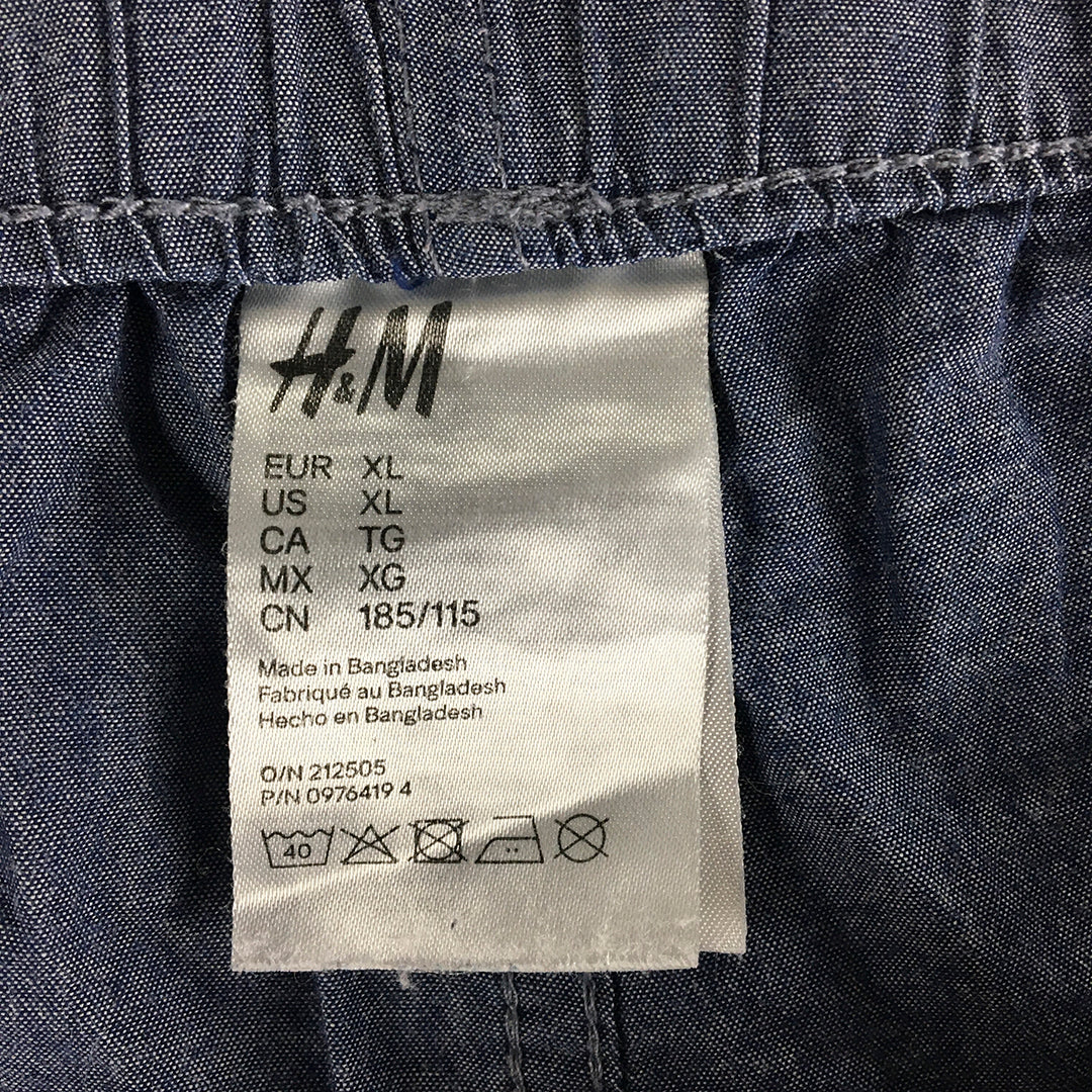 H&M Mens Sleep Shorts Size XL Blue Elastic Waist Pajama