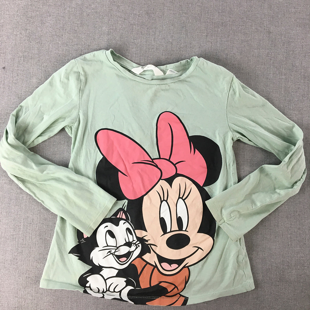 Disney Minnie Mouse Kids Girls Top Size 8 - 10 Years Green Long Sleeve Shirt