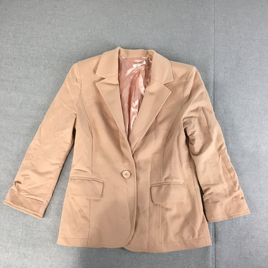 Valleygirl Womens Blazer Jacket Size S Pink Button Collared Coat