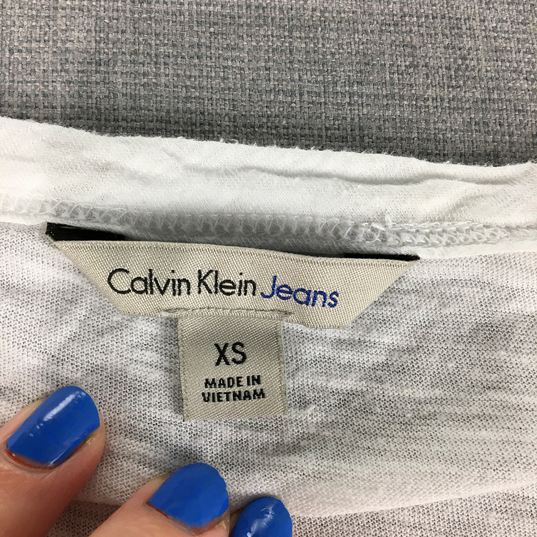 Calvin Klein Jeans Womens T-Shirt Size XS White Logo Short Sleeve Top