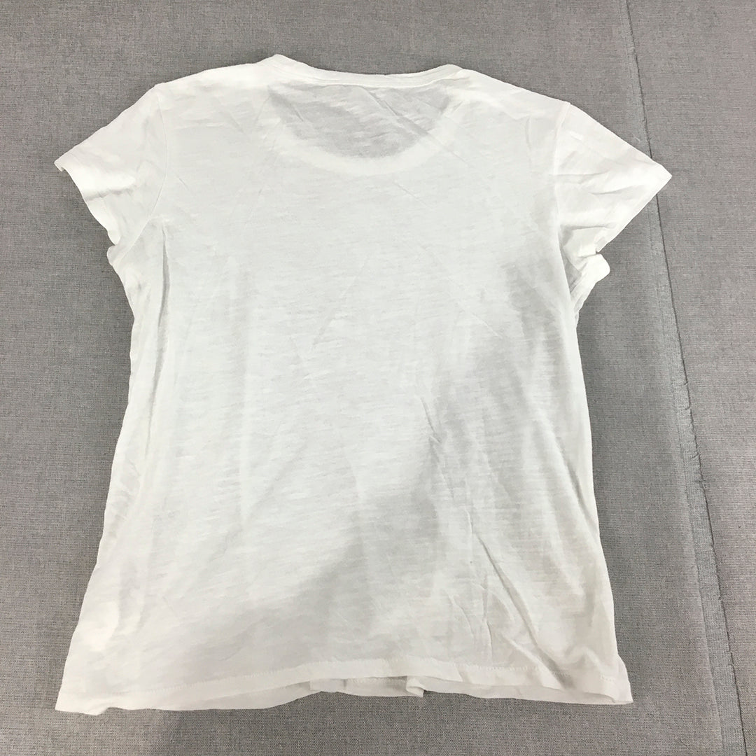 Calvin Klein Jeans Womens T-Shirt Size XS White Logo Short Sleeve Top