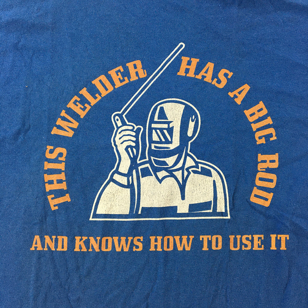 Welder Welding Mens T-Shirt Size S Blue Short Sleeve Crew Neck Tee