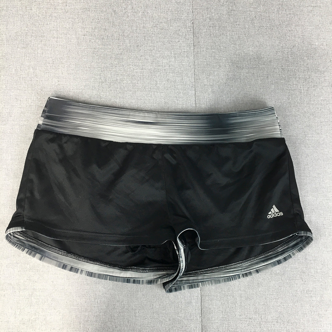 Adidas Womens Running Shorts Size L Black Climalite Logo Workout Gym