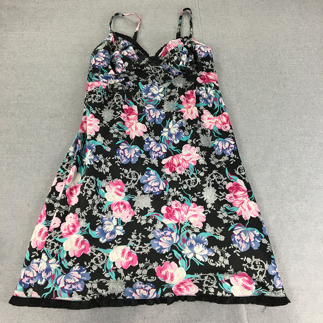 Annelise For Sussan Womens Mini Dress Size XS Black Floral Sweetheart Neckline