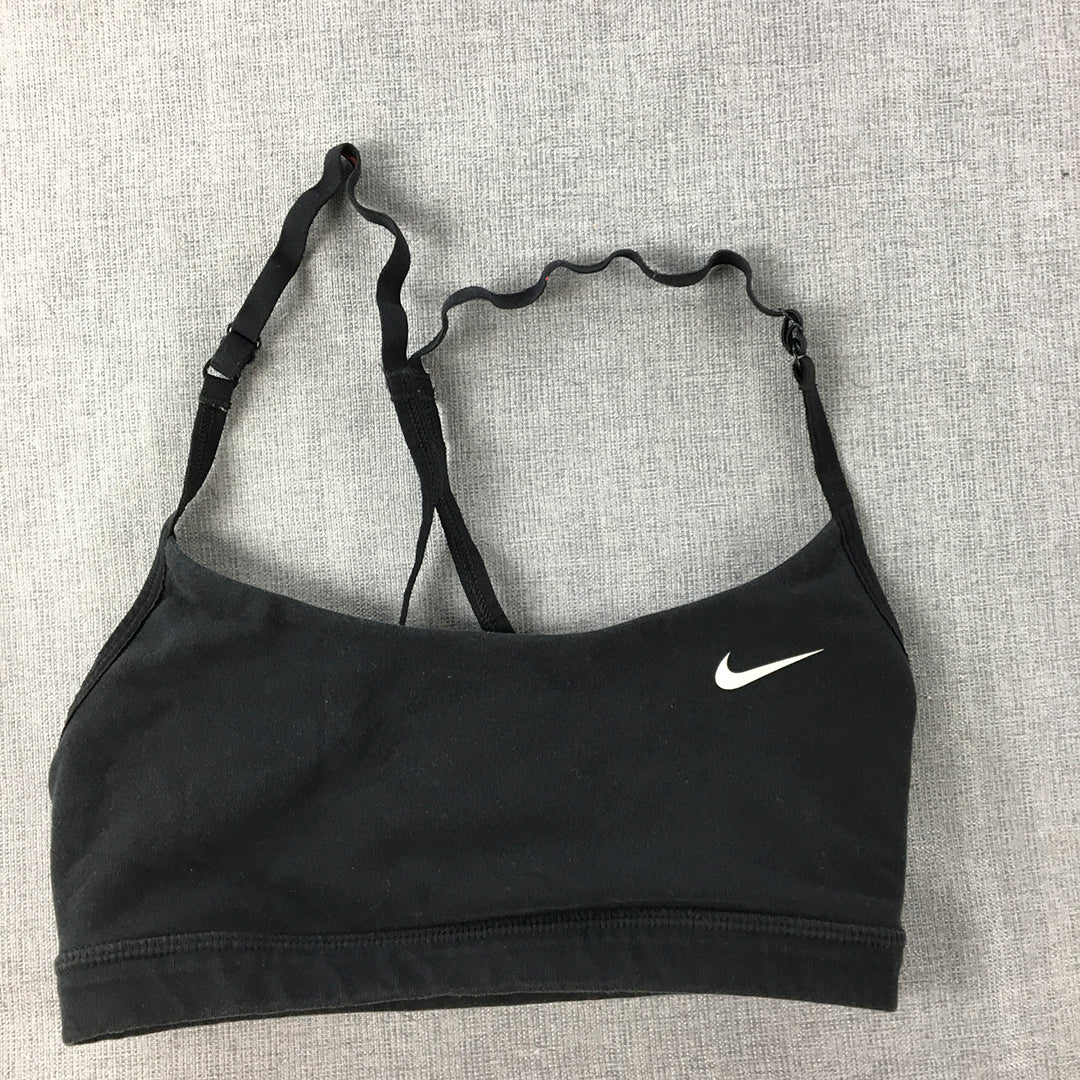 Nike Womens Sports Bra Size XS Black Swoosh Logo Cropped Top