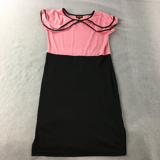 Karmic Vision Womens Mini Dress Size M Pink Black Short Sleeve