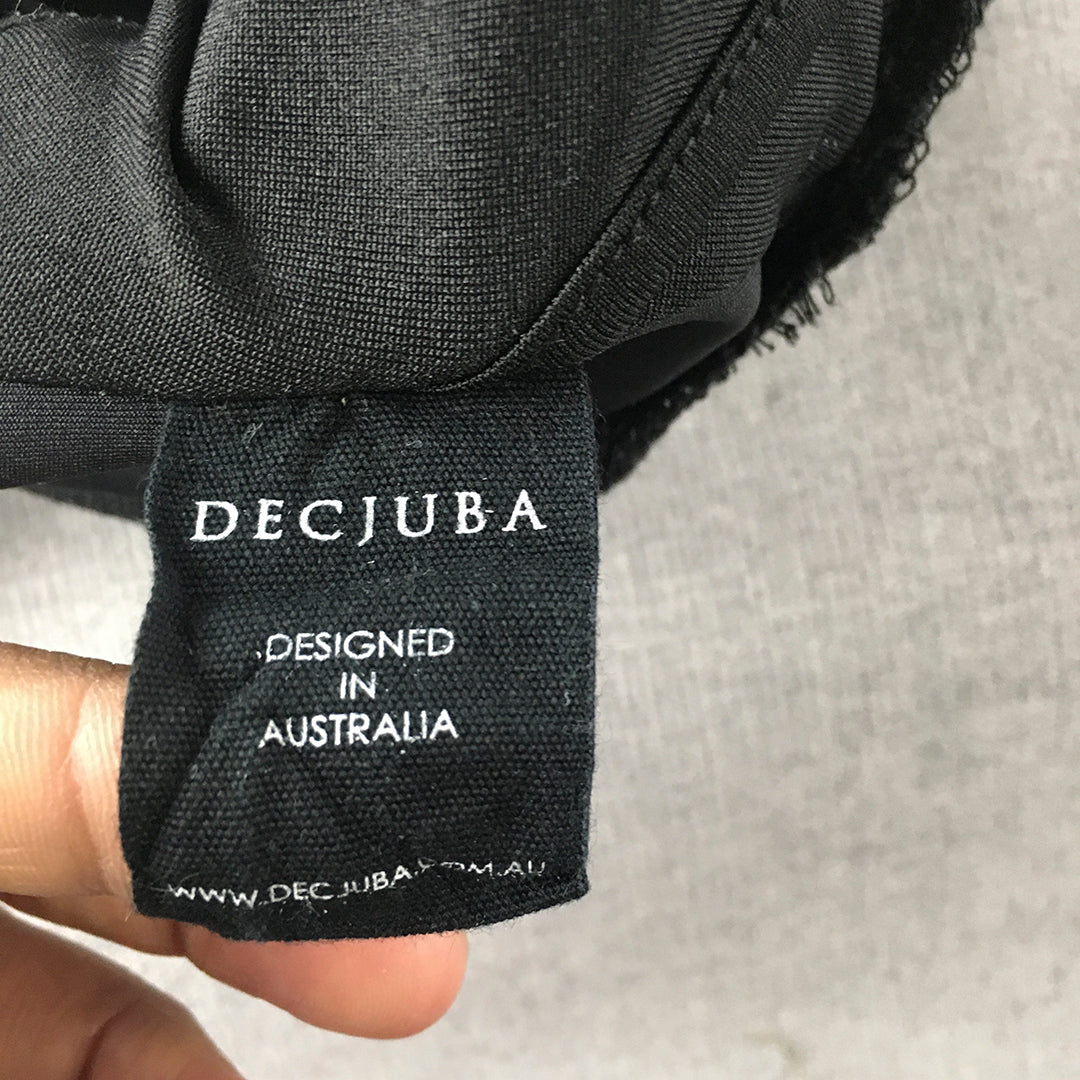 Decjuba D-Luxe Womens Sports Bra Size 8 Black Pink Logo Cropped Top