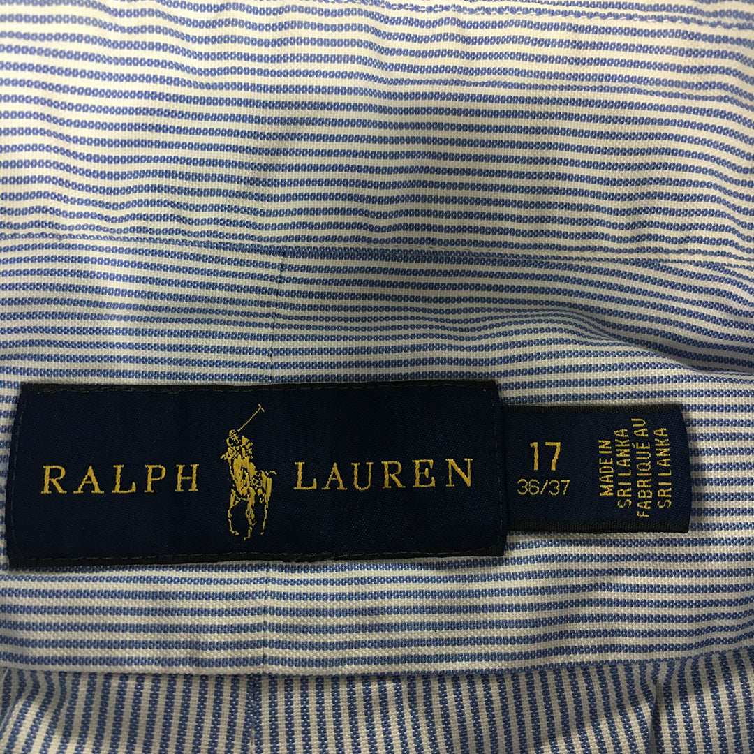 Ralph Lauren Mens Shirt Size XL (17) Blue White Striped Button-Up Logo Button-Up