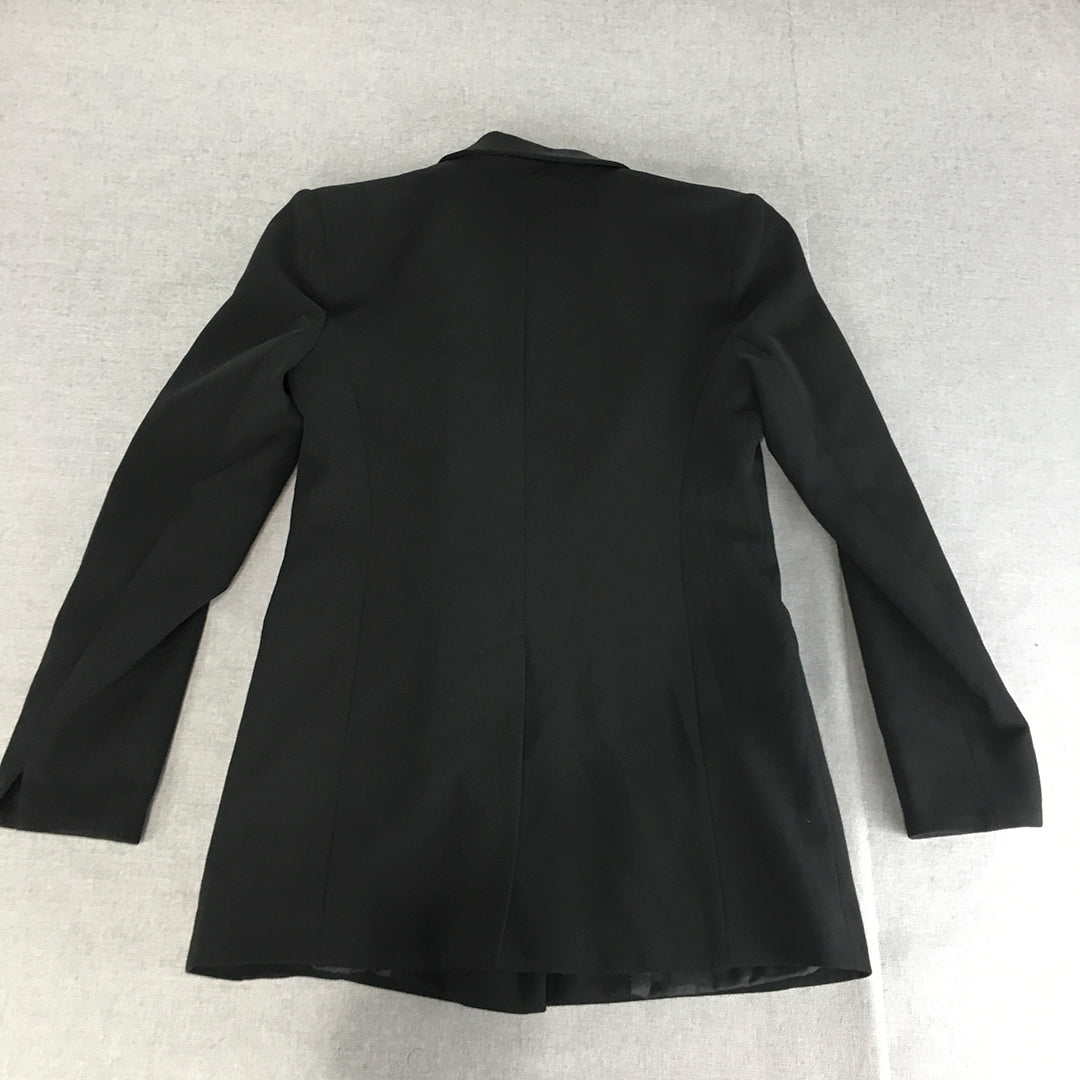 Miss Selfridge Womens Blazer Jacket Size 8 Black Double Breasted Collared Coat