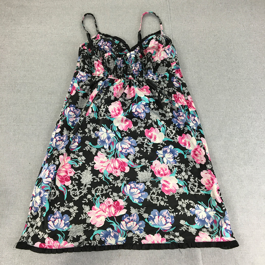 Annelise For Sussan Womens Mini Dress Size XS Black Floral Sweetheart Neckline